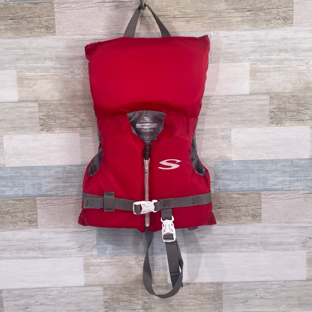 Stearns Classic Infant Life Vest Jacket Red Up To 30lbs Type II USCG